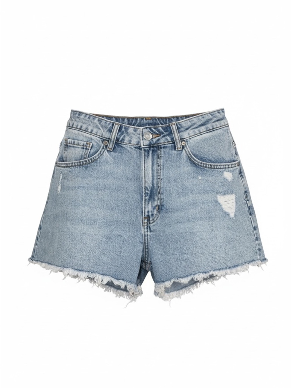 H&M Light Blue Distressed Denim Cutoff Shorts